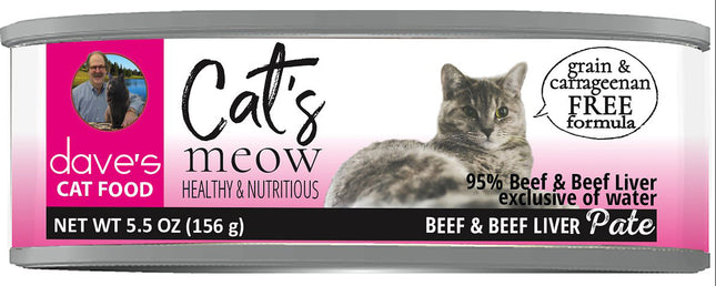 Daves Cat?s Meow 95% Beef and Beef Liver Pat? 5. oz. (Case of 24)