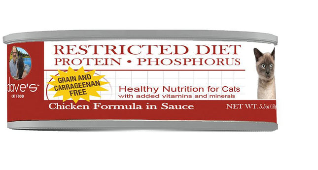 DAVES PET CAT Restricted Diet Phosphorus ? Chicken and Chicken Recipe Pat? in Juice 5.5 oz. (Case of 24)