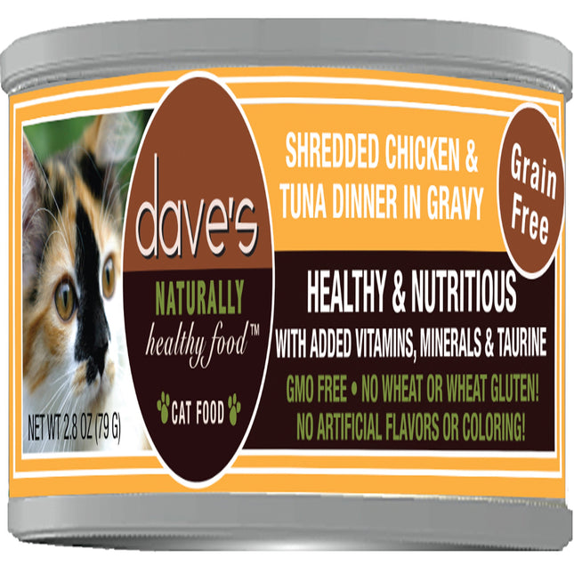 Dave Cat Grain Free Shredded Chicken N Tuna 2.8 Oz (Case Of 24)