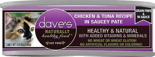 Dave Cat Grain Free Saucey Chicken N Tuna 5.5 (Case Of 24)