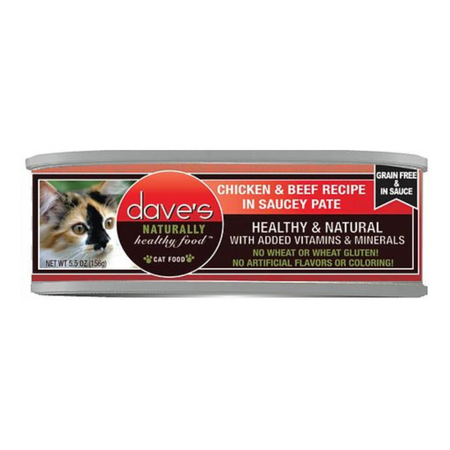 Dave Cat Grain Free Saucey Chicken N Beef 5.5 Oz (Case Of 24)