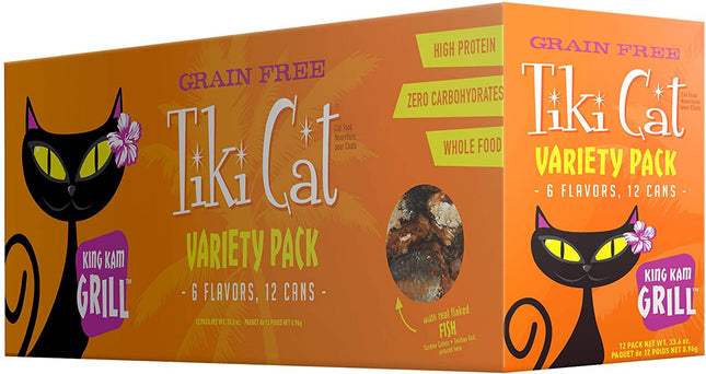 Tiki Pets Cat King Kamehameha Luau Variety Pack 2.8Oz (Case Of 12)