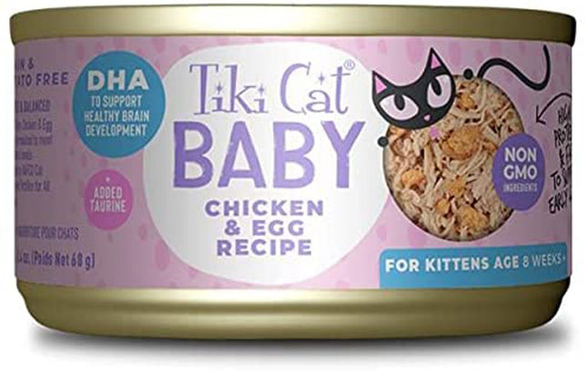 Tiki Pets Cat Baby Kitten Whole Foods with Chicken & Egg Recipe 2.4oz. (Case Of 12)