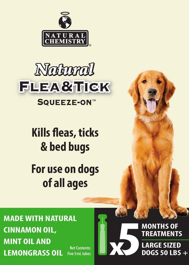 Natural Chemistry Natural Flea and Tick Squeeze-On For Large Dogs 5/5Ml Tubes