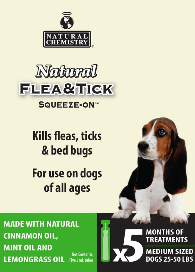 Natural Chemistry Natural Flea and Tick Squeeze-On For Medium Dogs 5/3Ml Tubes