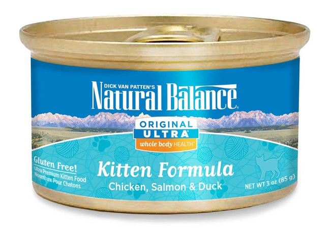 Natural Balance Pet Foods Ultra Whole Body Health Chicken, Salmon and Duck Kitten Formula Canned Cat Wet Food 24Ea/3 Oz, 24 Pk