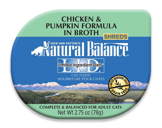 Natural Balance Pet Foods L.I.D. Chicken and Pumpkin Formula in Broth Cat Wet Food 2.75 oz 24 Pack