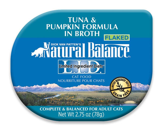 Natural Balance Pet Foods L.I.D. Tuna and Pumpkin Formula in Broth Cat Wet Food 2.75 oz 24 Pack