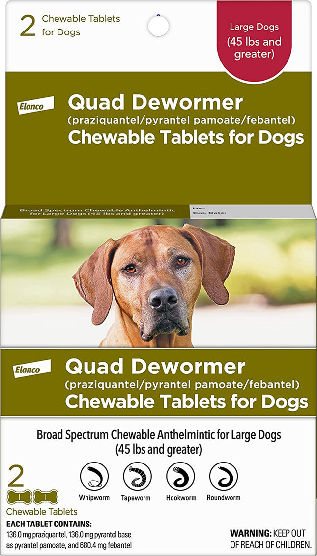 Bayer Quad Dewormer 136mg 2ct. Large Dog