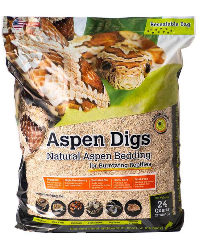 Galapagos Aspen Digs Natural Aspen Bedding Substrate 1ea-24 qt