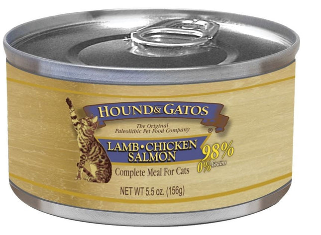 Hound & Gatos Cat Grain Free Lamb, Chicken & Salmon 5.5oz. (Case of 24)