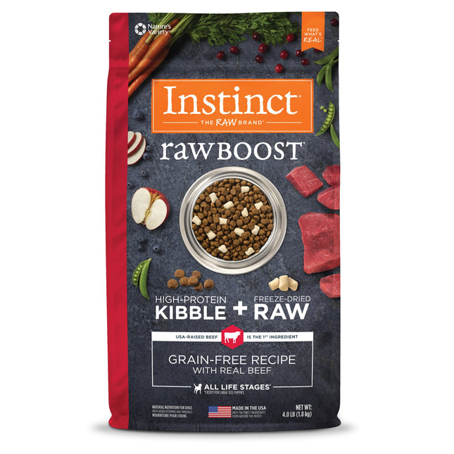 Natures Variety Instinct  Raw Boost Beef 4Lb Grain free (Case of 4)