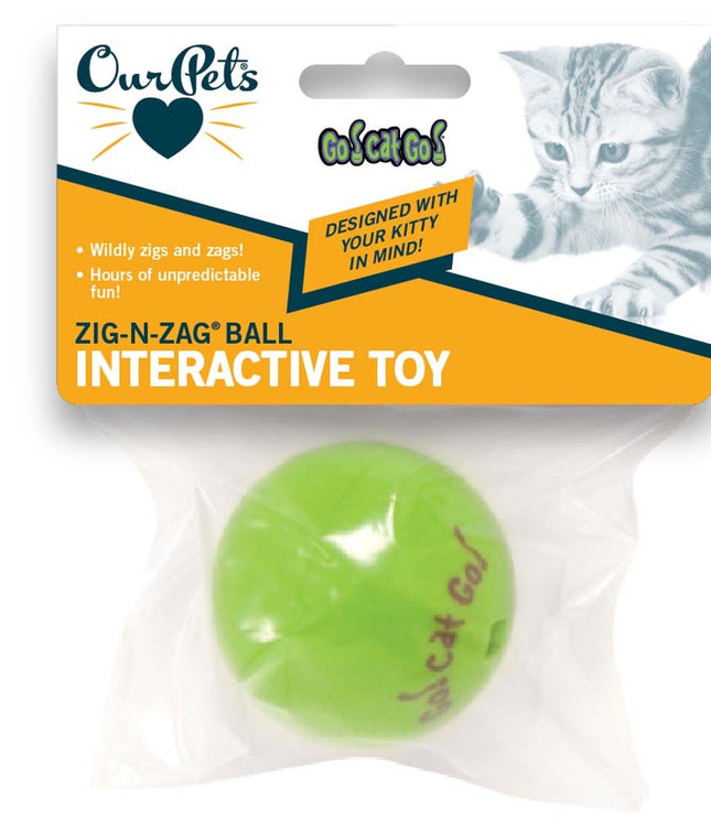 OurPets Zig-n-Zag Ball Cat Toy Green