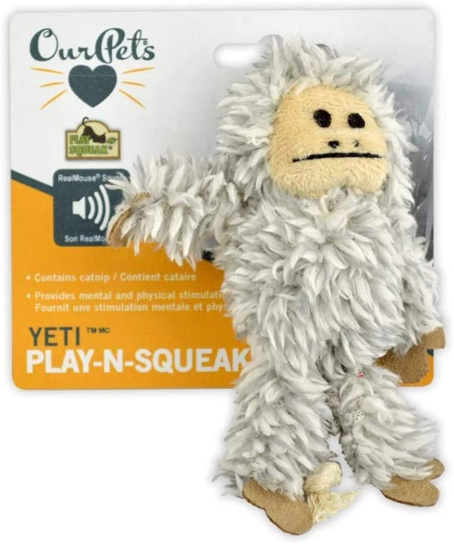 OurPets Play N Squeak Yeti Catnip Toy Grey One Size