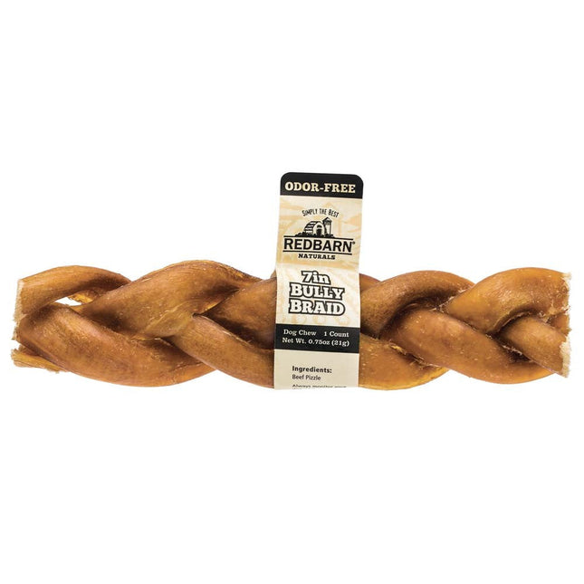 Redbarn Pet Products Odor Free Braided Bully Stick Dog Chew 7 in 20 Count