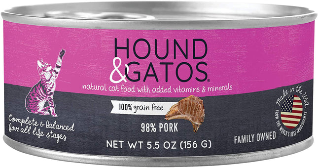 Hound & Gatos Cat Grain Free Pork 5.5oz. (Case of 24)