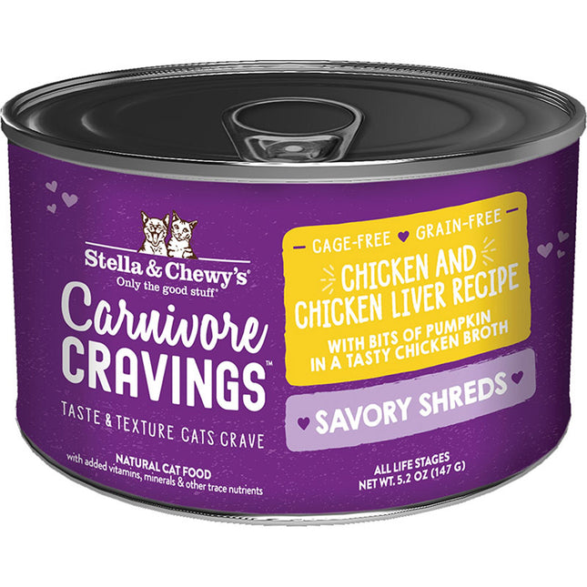 Stella and Chewys Cat Carnivore Cravings Shred Chicken and Liver 5.2Oz. (Case Of 24