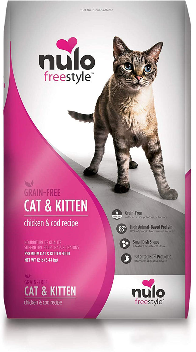 Nulo Cat and Kitten Grain-Free Chicken and Cod Dry Cat Food 2 Pounds