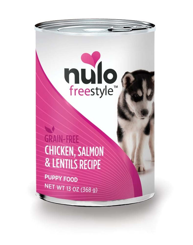 Nulo Grain Free Chicken Salmon Lentil Canned Puppy Food 13 oz 12 Pack