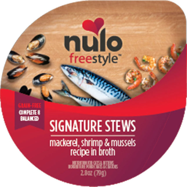 Nulo Freestyle Signature Stews Grain-Free Wet Cat Food Mackerel; Shrimp and Mussels 24ea-2.8 oz