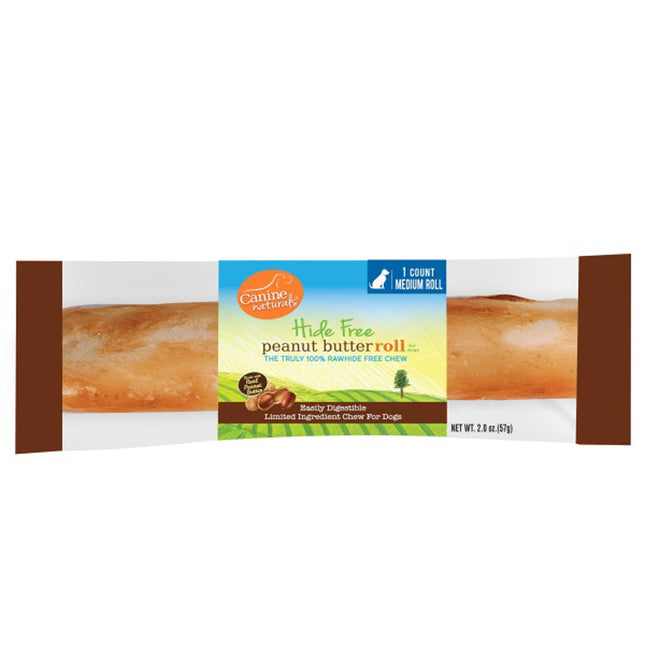 Canine Natural Hide Free 4inch Peanut Butter Med Roll 30Ct Disp Box