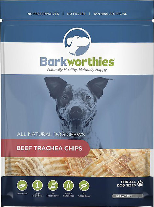 Barkworthies Dog Trachea Beef Chips 1Lb.