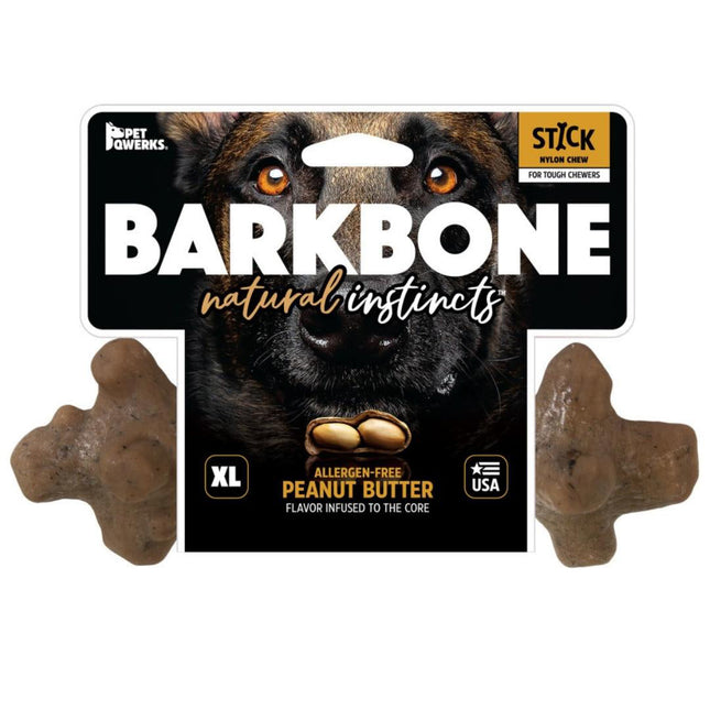 Pet Qwerks Barkbone Natural Instincts Nylon Stick Dog Chew Toy Peanut Butter: 1ea/XL