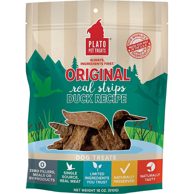 Plato Dog Strips Duck 18Oz