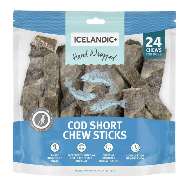 Icelandic Dog Cod Skin Chew Stick 5 Inch 24 Pack
