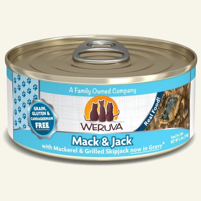 Weruva Cat Mack and Jack with Mackerel and Grilled Skipjack in Gravy 5.5oz. Case Of 24