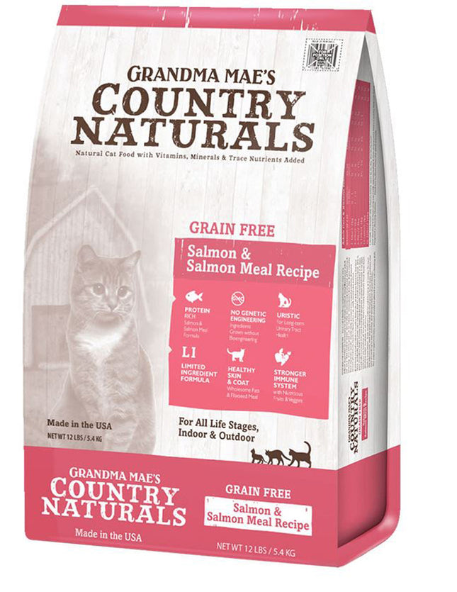 Grandma Maes Country Naturals Cat Grain Free Salmon Meal Recipe for Cats and Kittens 12lbs.