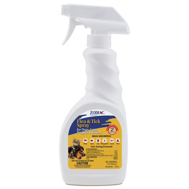 Zodiac Flea and Tick Spray for Dogs Puppies Cats and Kittens 16 Ounces