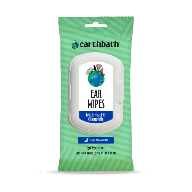 Earthbath Ear Wipes with Witch Hazel for Dogs, Cats, Puppies, & Kittens, Fragrance Free 6ea/30 ct